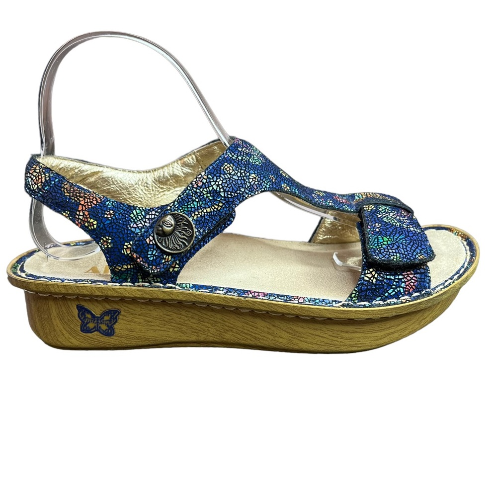 Alegria Kendra Birdland Blue Leather Sandals Women's Size 8 = EU Size 38